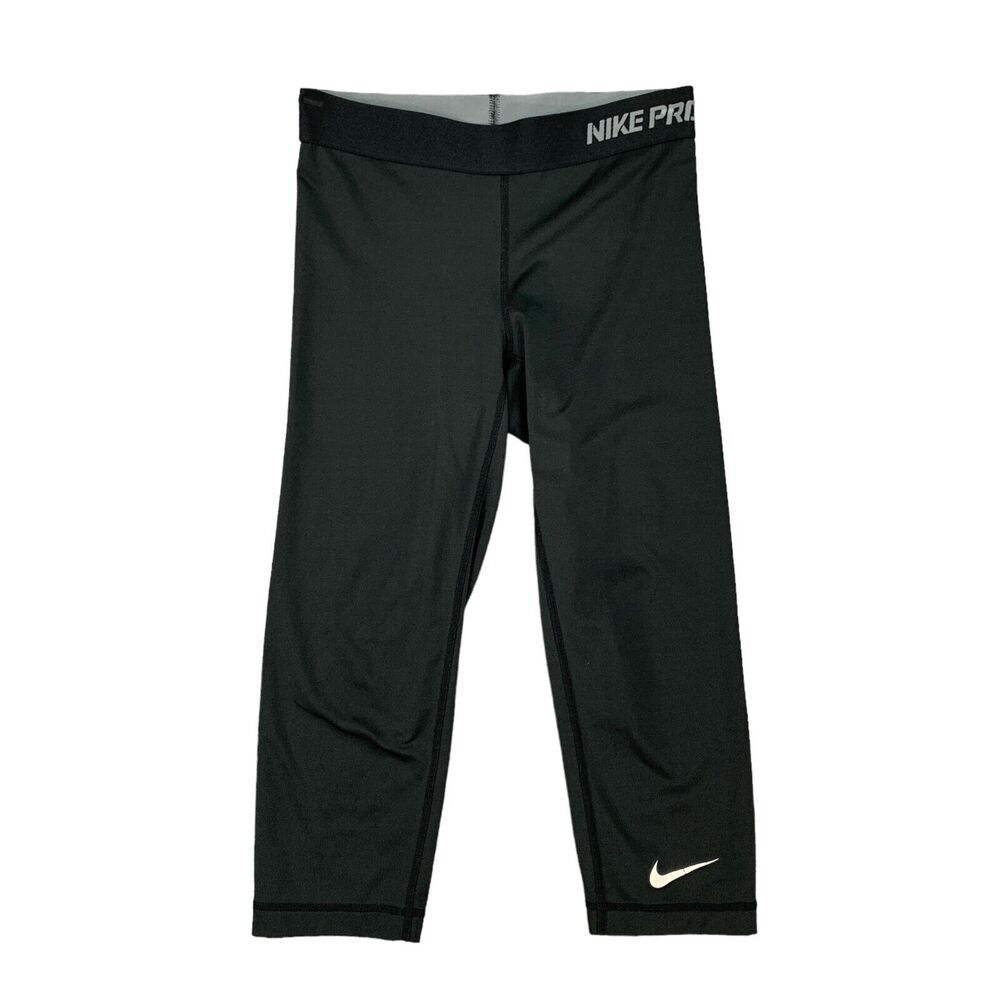 Nike PRO Tights Womens XS Extra Small Black Dri Fit Active Training Crop Capri